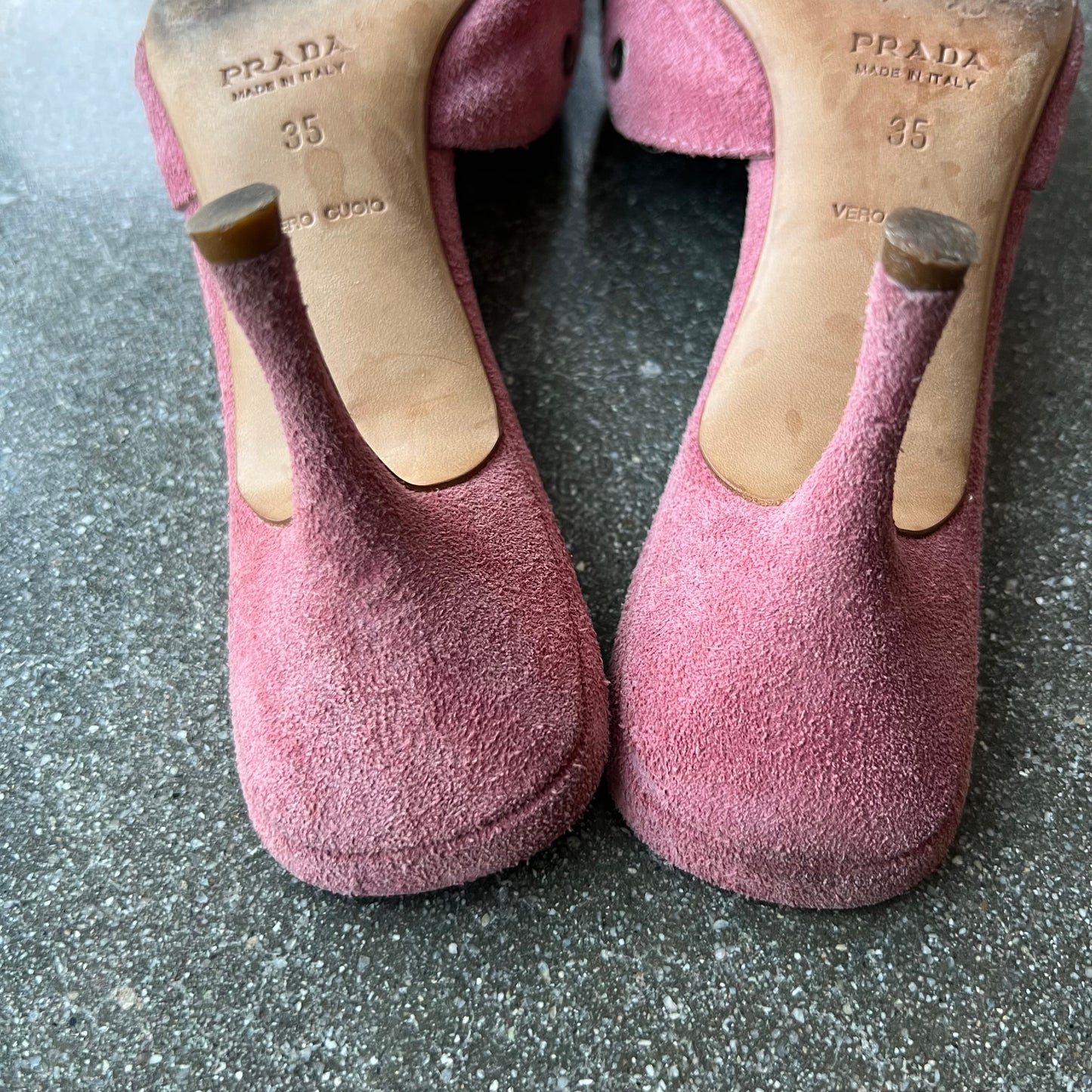 Vintage Prada suede grommet mules - 6.5