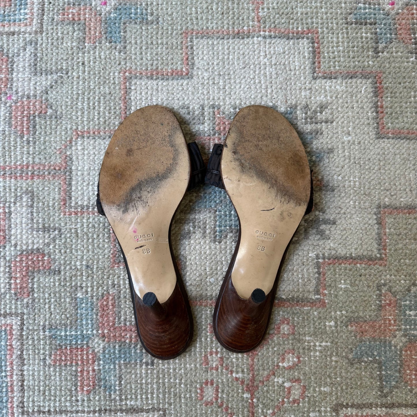 2001 Tom Ford Gucci Monogram Bow Mules - US 8