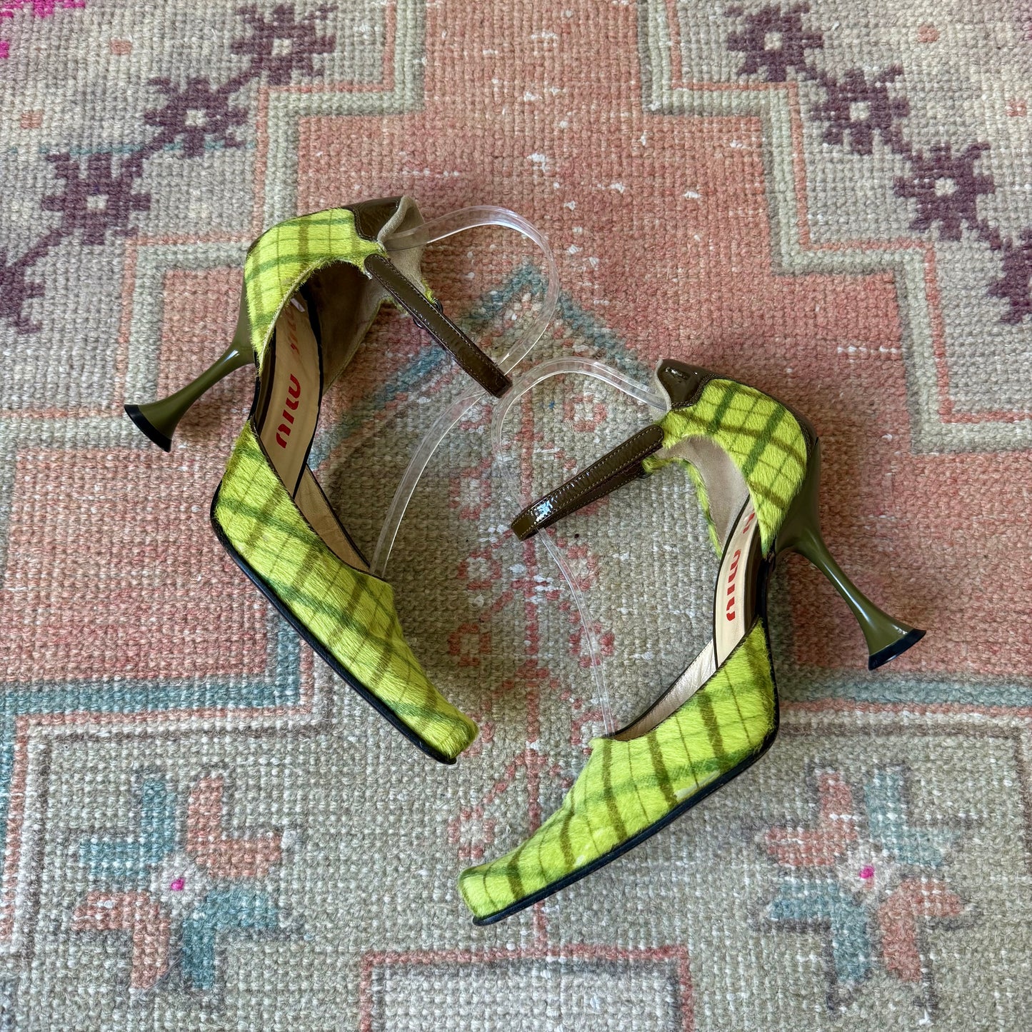 F/W1999 miu miu Ponyhair Tartan Mary Janes - US 6-6.5