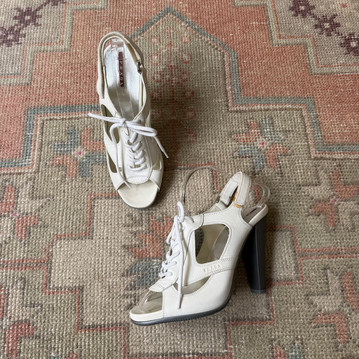 2003 Prada Sport White Sneaker Heels - US 8.5