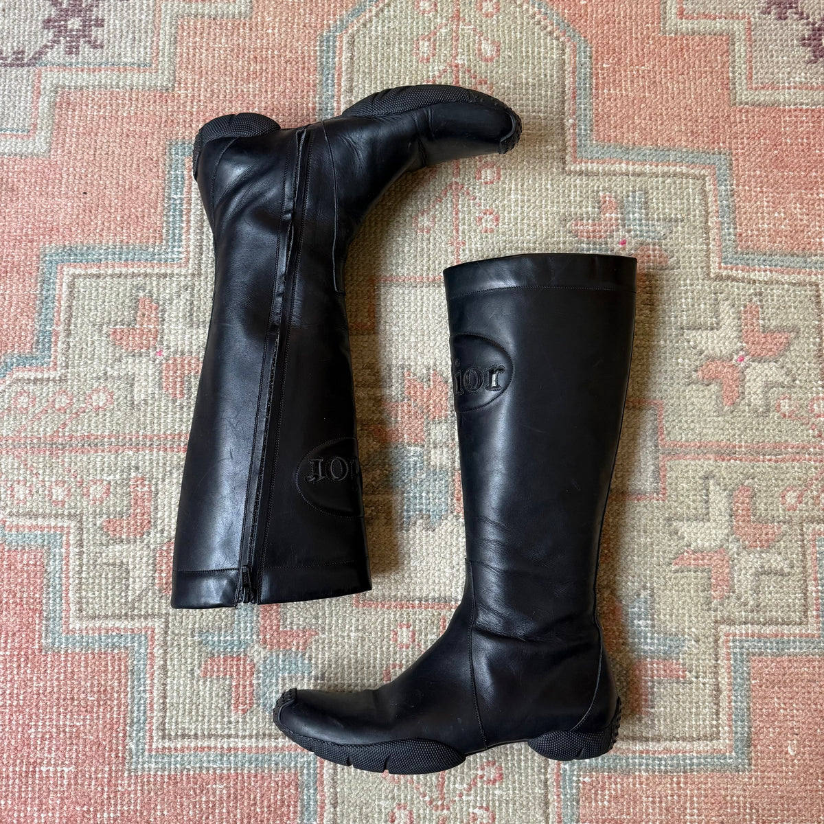 F/W2001 Galliano Dior Black Moto Boots - US 8