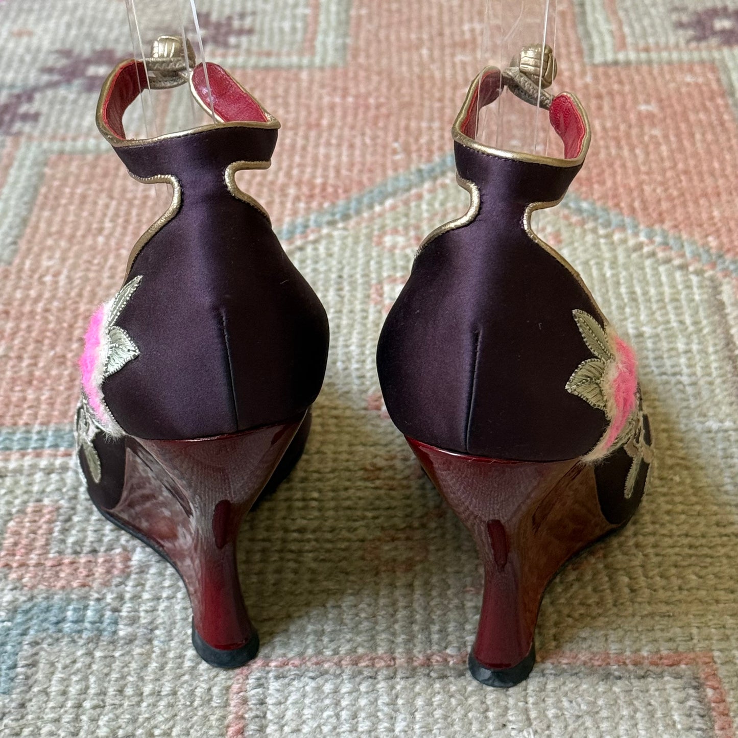 F/W2004 Tom Ford Yves Saint Laurent Silk Floral Wedges - US 7-7.5