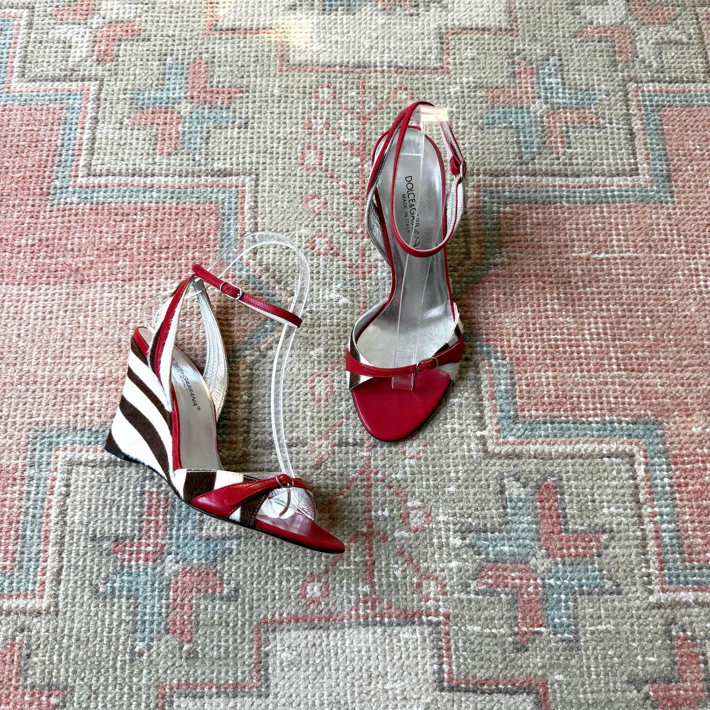 Y2K Dolce & Gabbana Pony Hair Zebra Wedges - US 6.5-7