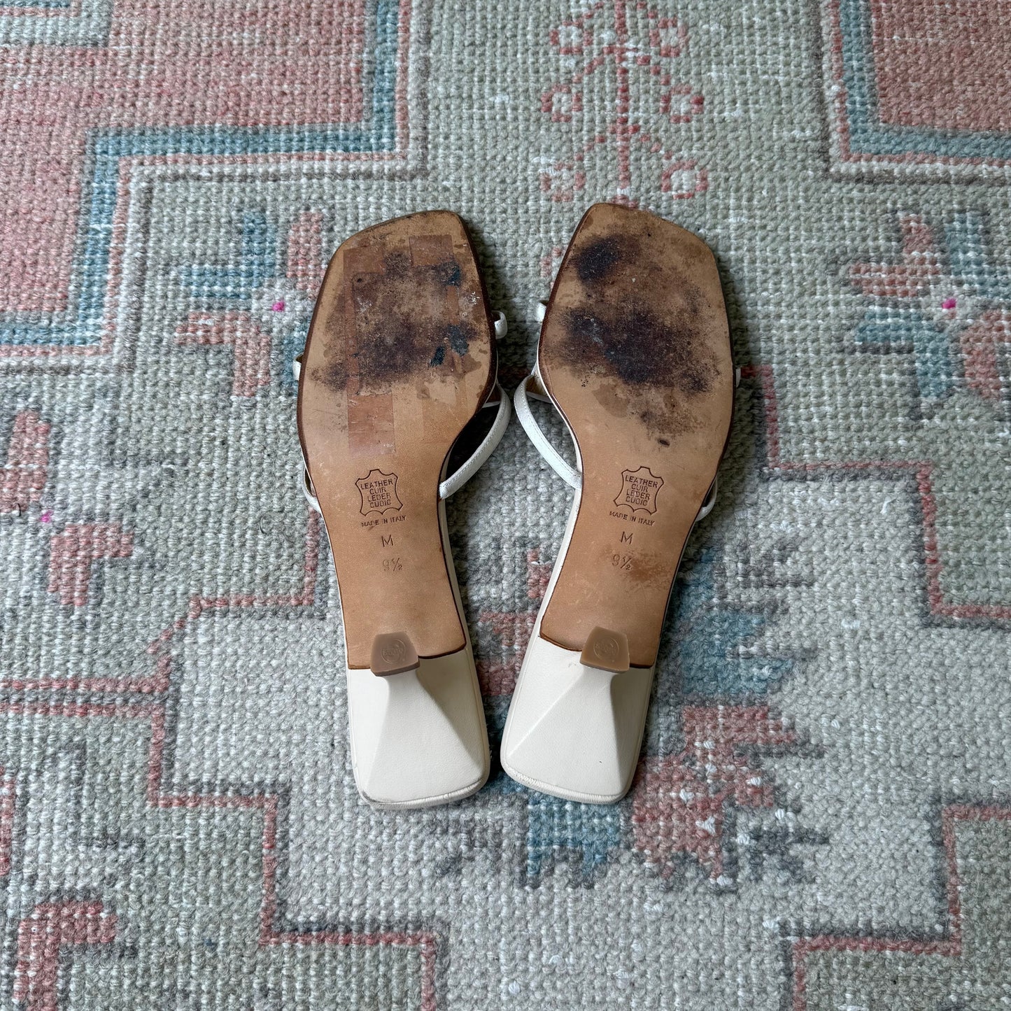 S/S2000 Fendi Cream Mother of Pearl Sandals - US 9-9.5