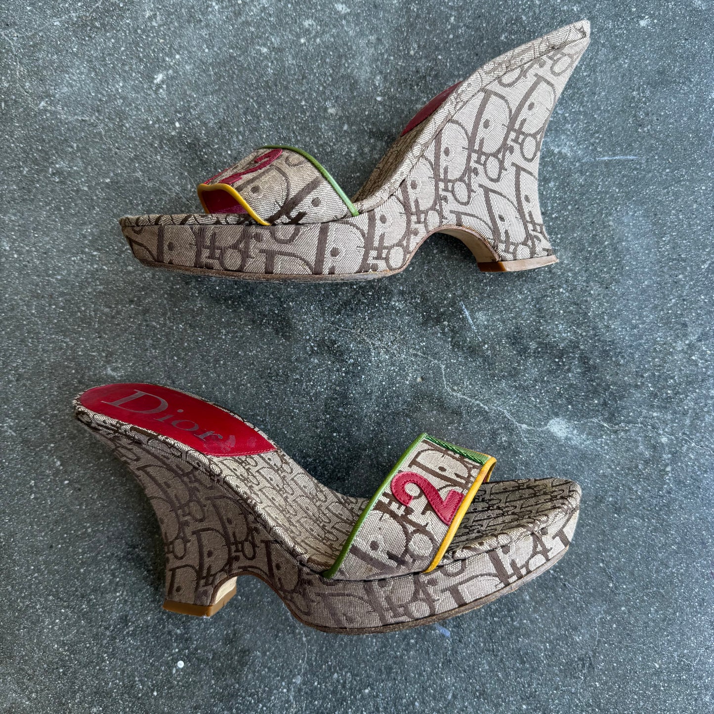 2004 John Galliano Christian Dior Rasta Wedges - US 7.5