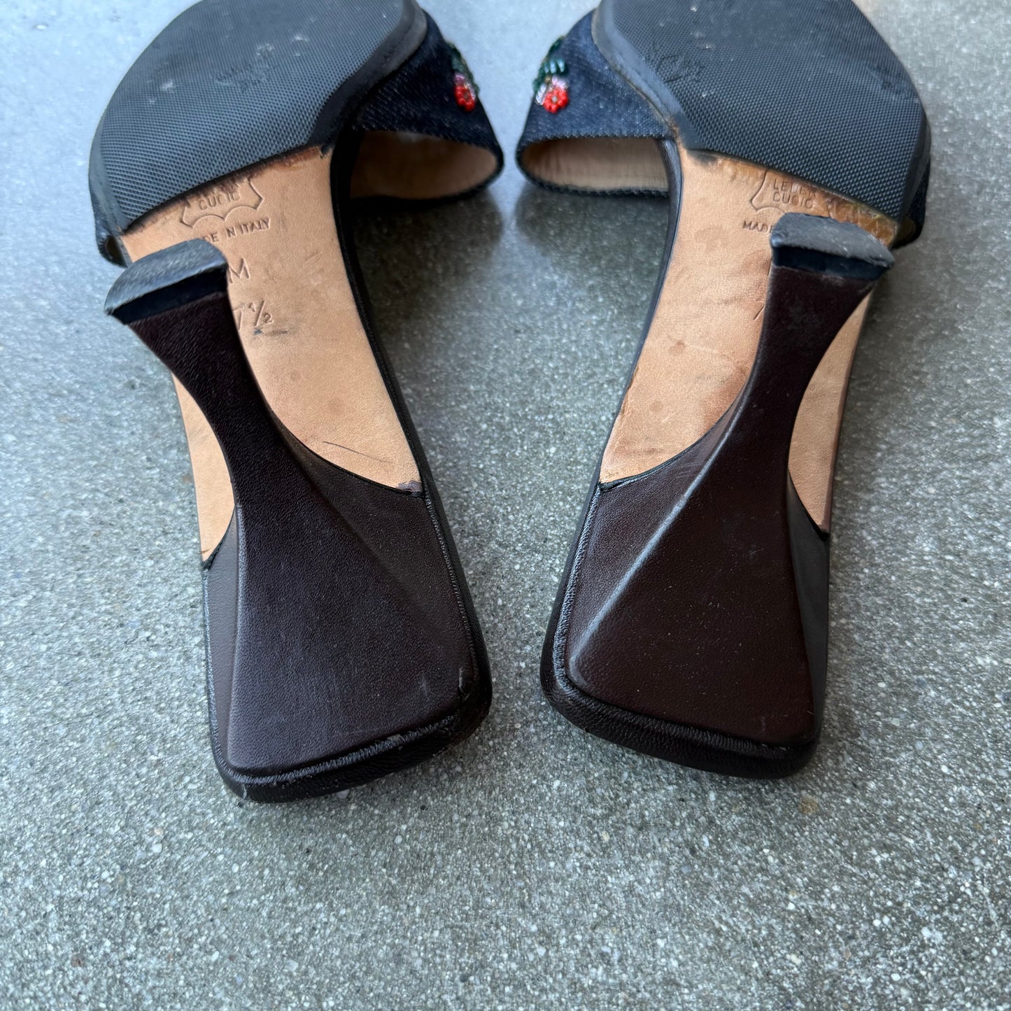 00s Fendi Beaded Denim Mules - US 8
