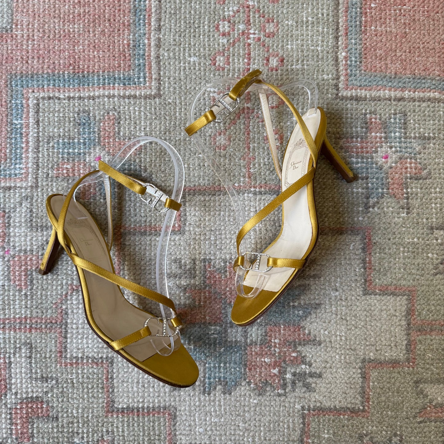 S/S2000 Galliano Dior Yellow Silk Wrap Sandals - US 6.5