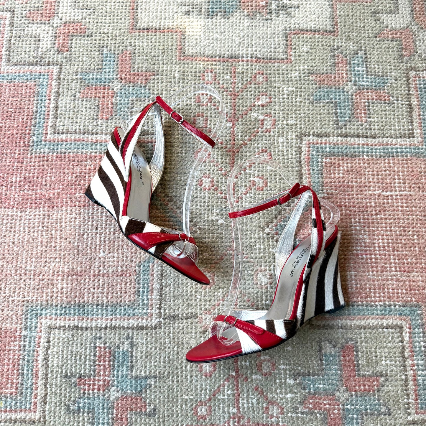 Y2K Dolce & Gabbana Pony Hair Zebra Wedges - US 6.5-7
