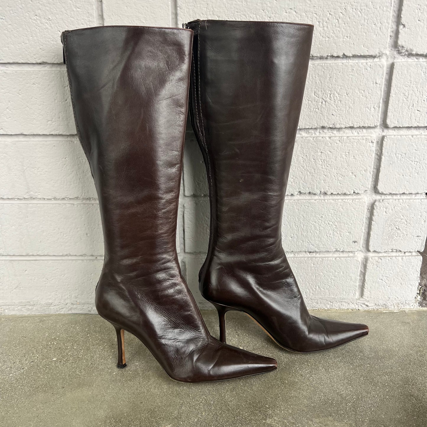 90s Espresso Brown Jimmy Choo Leather Boots - US 9.5