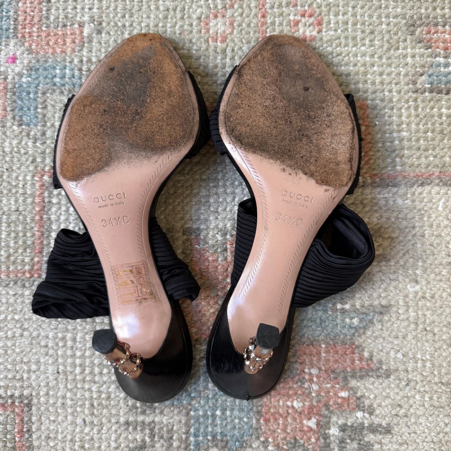 S/S2004 Tom Ford Gucci Plissé Bamboo Mules - US 6
