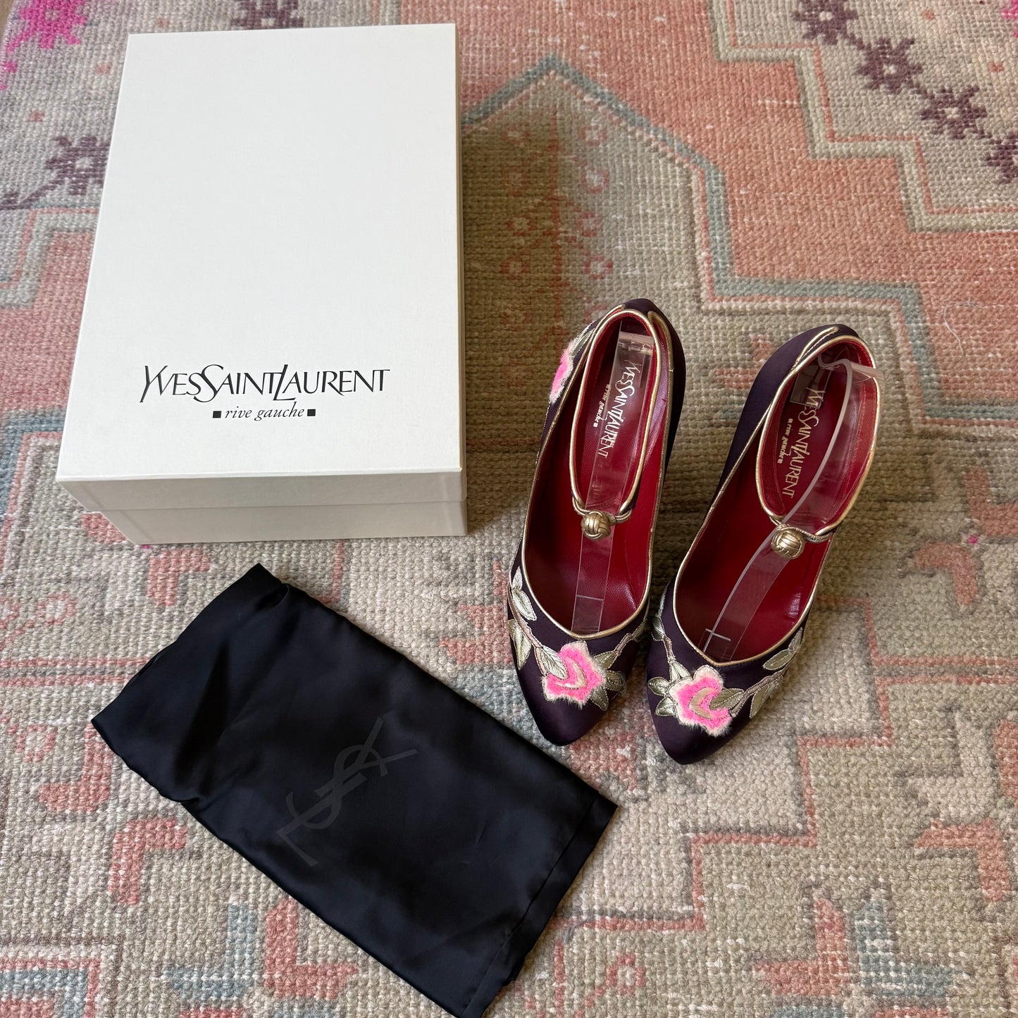 F/W2004 Tom Ford Yves Saint Laurent Silk Floral Wedges - US 7-7.5
