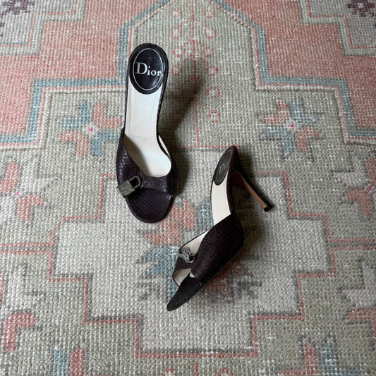 S/S2001 Galliano Dior Snake Lock + Key Mules - US 7.5