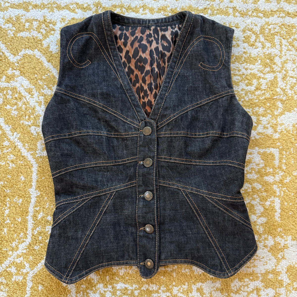 F/W2002 Dolce & Gabbana Butterfly Denim Skirt and Vest - US XS/2