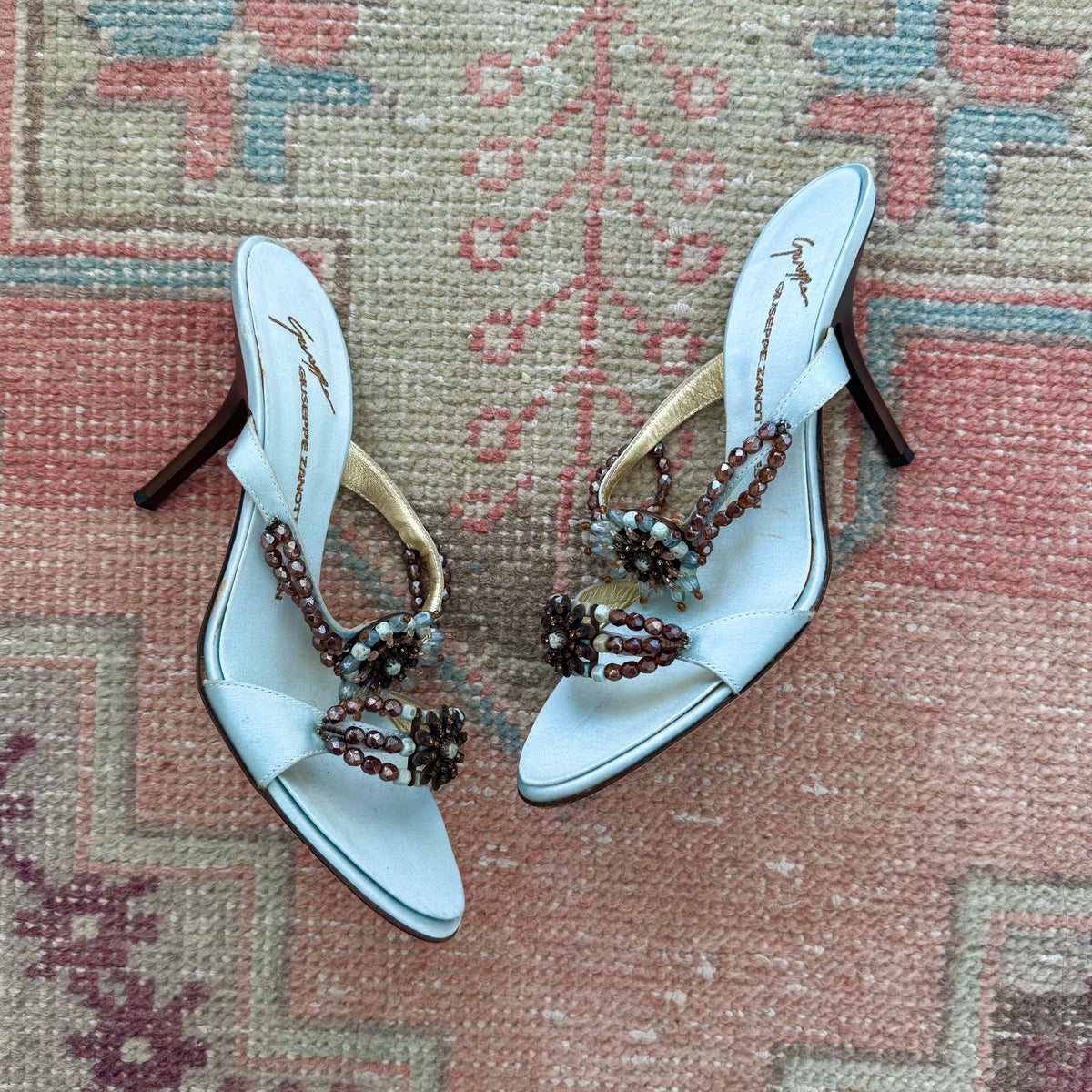 2002 Giuseppe Zanotti Ice Blue Jeweled Sandals - US 8.5
