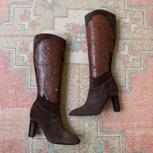 F/W2003 Valentino Floral Boots - US 7.5
