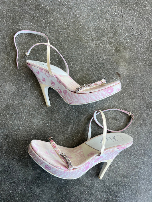 SS04 Galliano Dior Cherry Blossom Heels - US 8