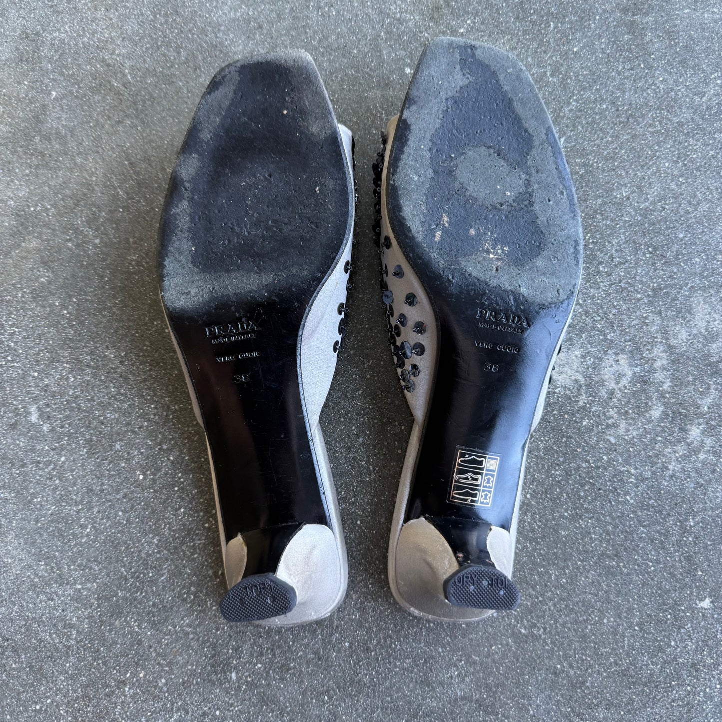 S/S1999 Prada Silk Satin Sequin Mules - US 7.5