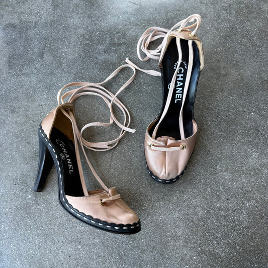 S/S2003 Chanel Pink Silk Satin Ballet Pumps - US 5.5-6