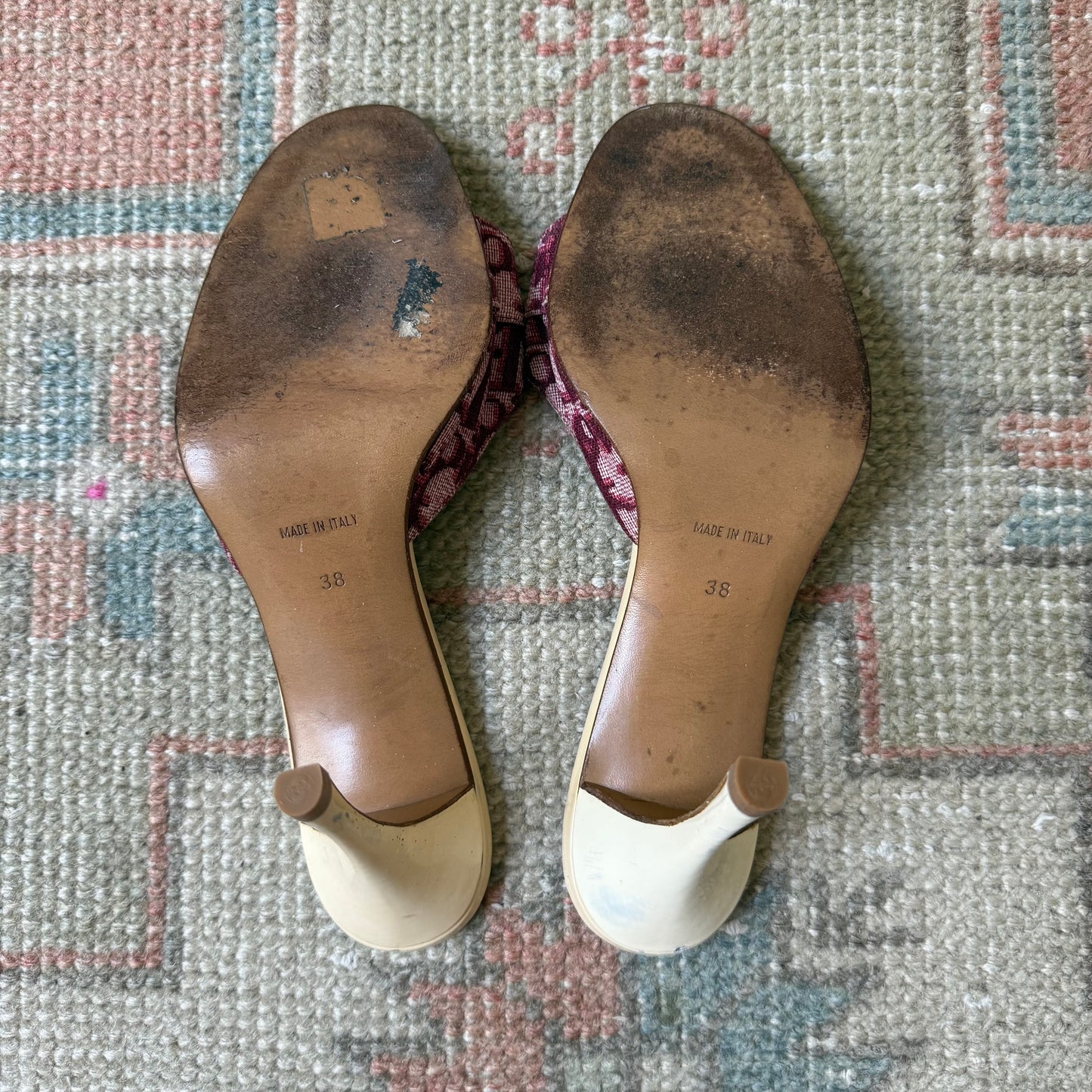 S/S2004 Galliano Dior Burgundy Lock & Key Mules - US 8