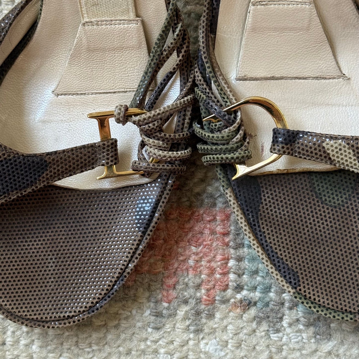 S/S2001 Galliano Dior Camo Lizard Mules - US 5-5.5