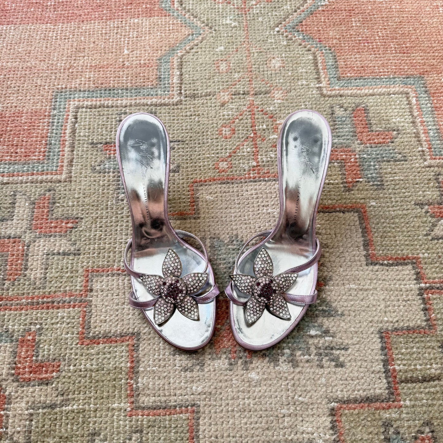 2000s Giuseppe Zanotti Purple Floral Mules - US 7
