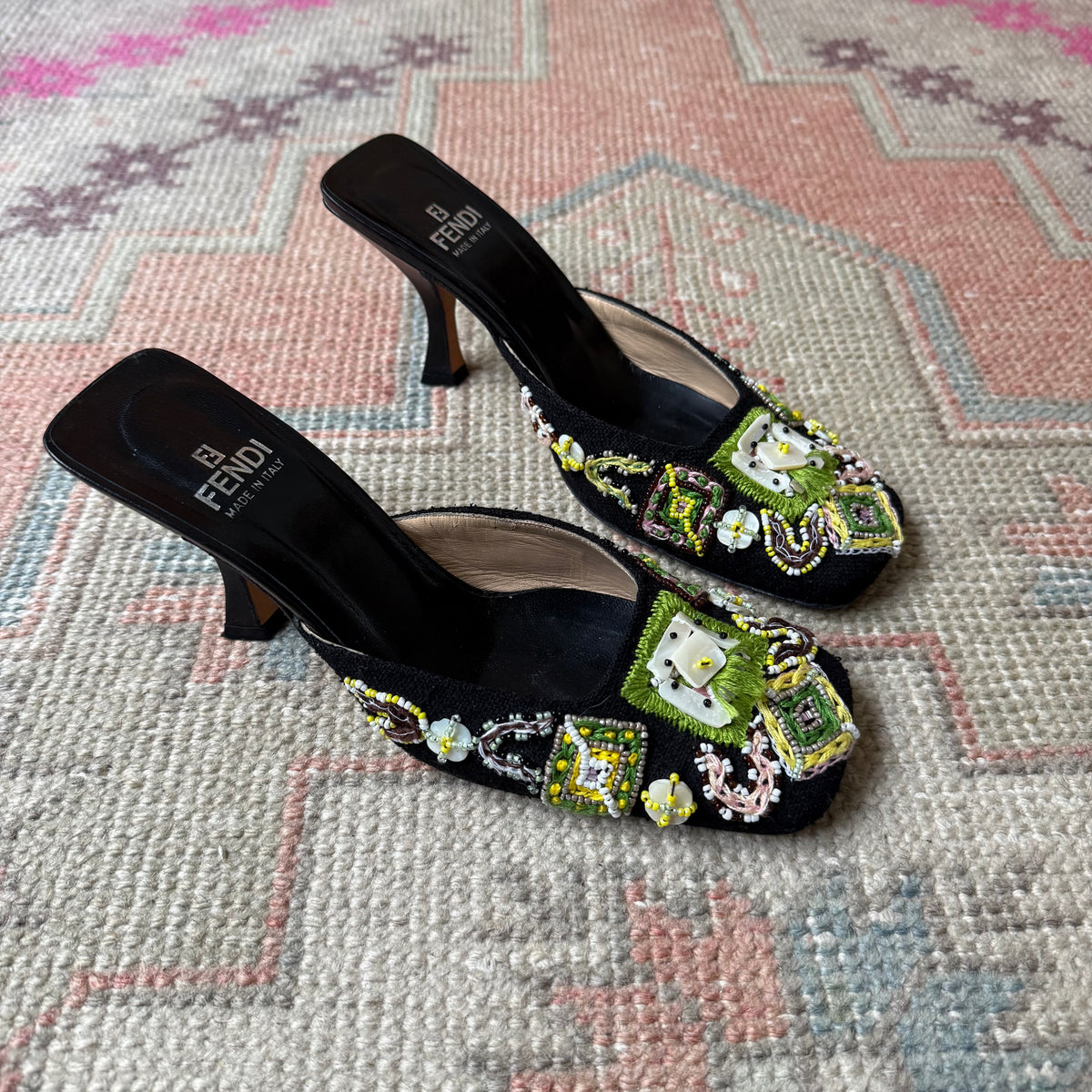 S/S2000 Fendi Beaded Mules - US 7