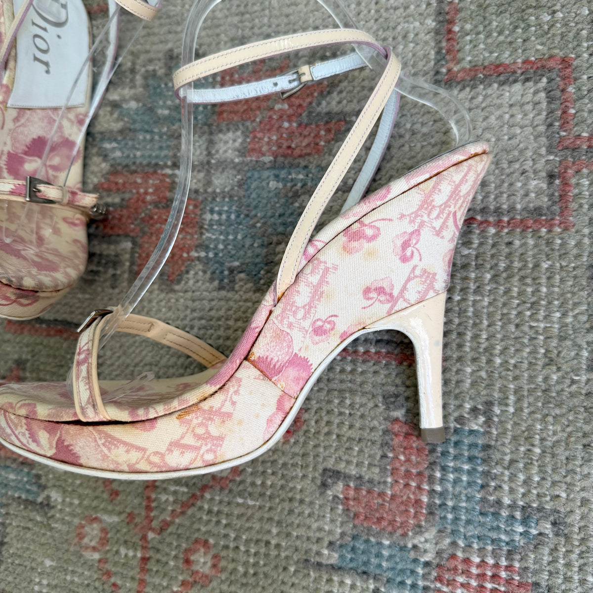 S/S2004 Galliano Dior Cherry Blossom Wrap Wedges - US 6.5-7