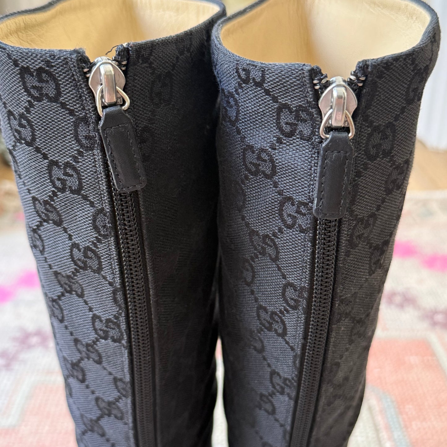 2002 Tom Ford Gucci Black Monogram Boots - US 5.5