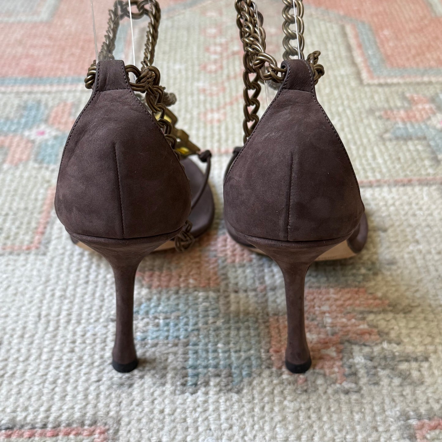Y2K Jimmy Choo Suede Jeweled Sandals - US 8