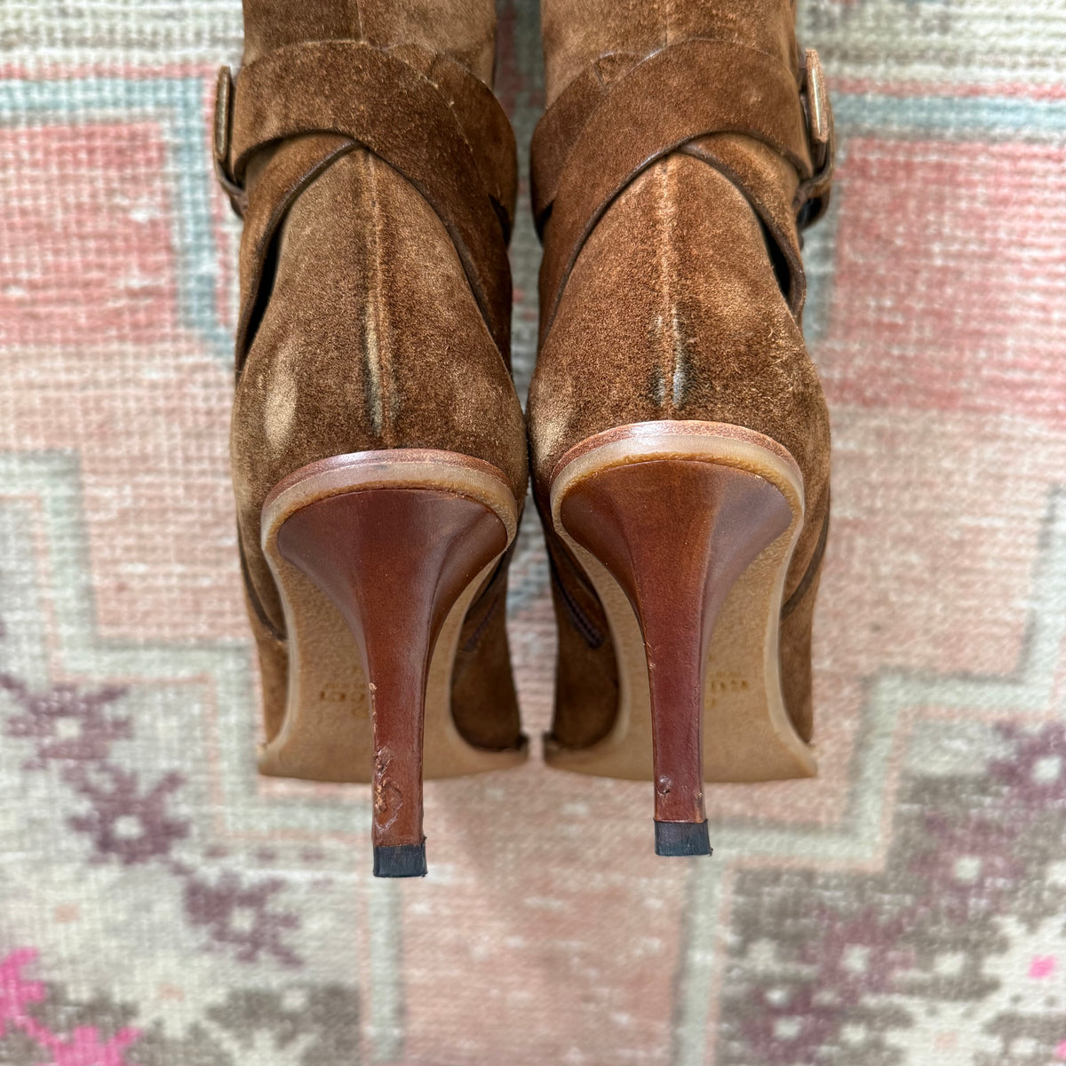 Tom Ford Gucci Tobacco Suede Buckle Boots - US 6