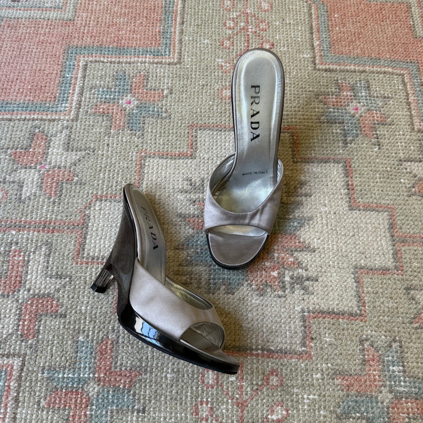 S/S1998 Prada Grey Lucite Wedges - US 7.5