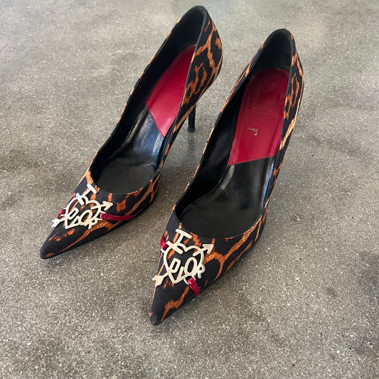 FW04 Galliano I Love Dior Leopard Heels - US 10.5
