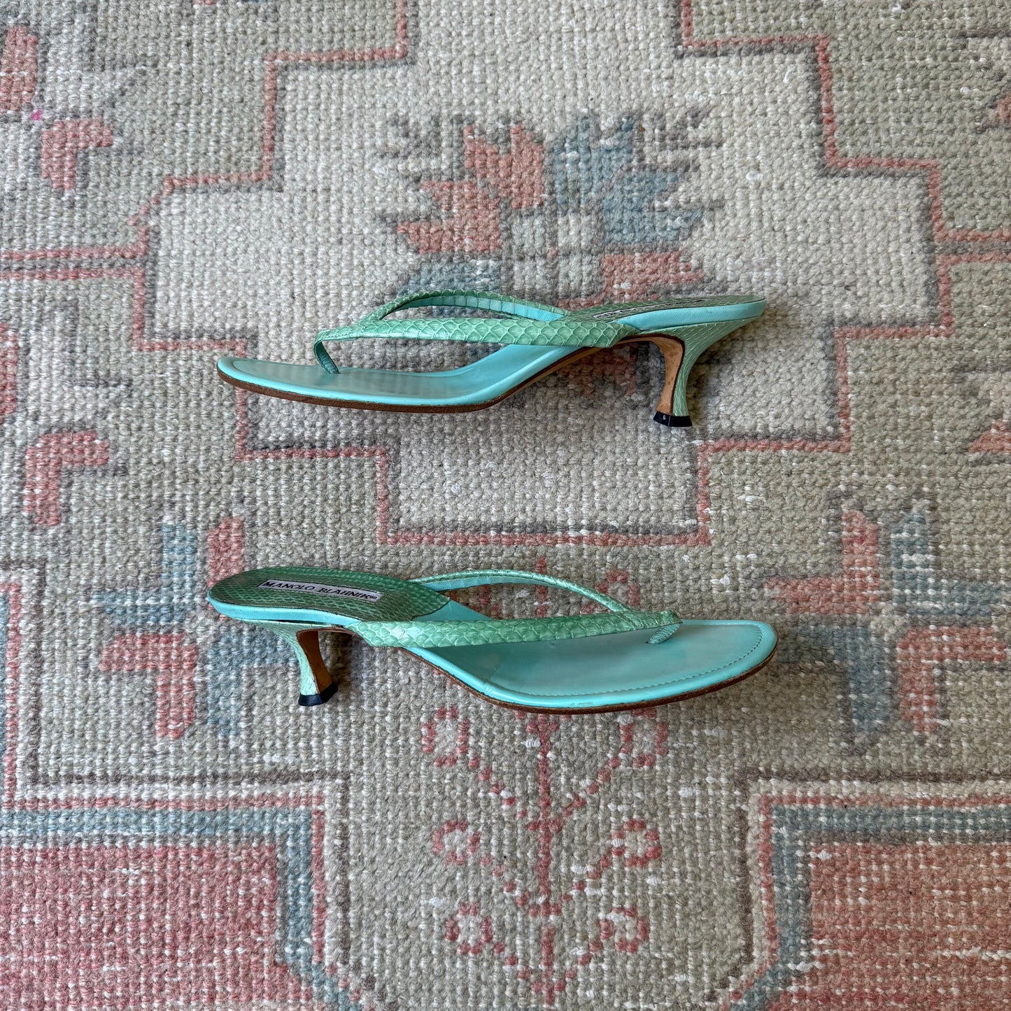 Y2K Manolo Blahnik Aquamarine Thong Sandals - US 7