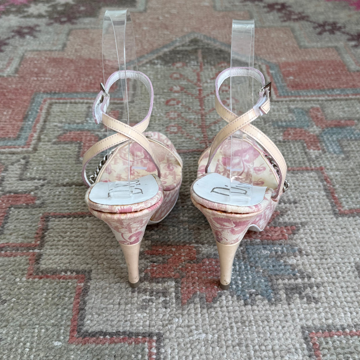 S/S2004 Galliano Dior Cherry Blossom Wrap Wedges - US 6.5-7