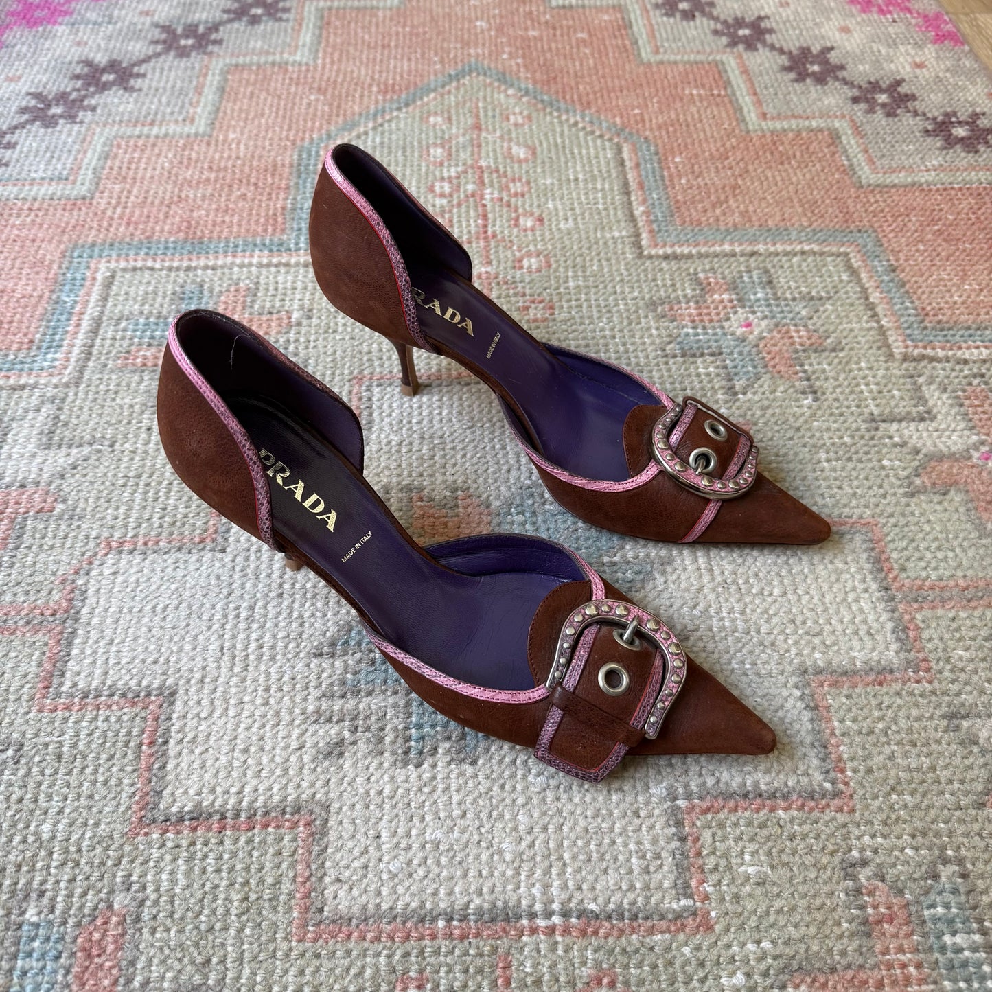 F/W2003 Prada Chocolate Buckle D’Orsay Heels - US 8