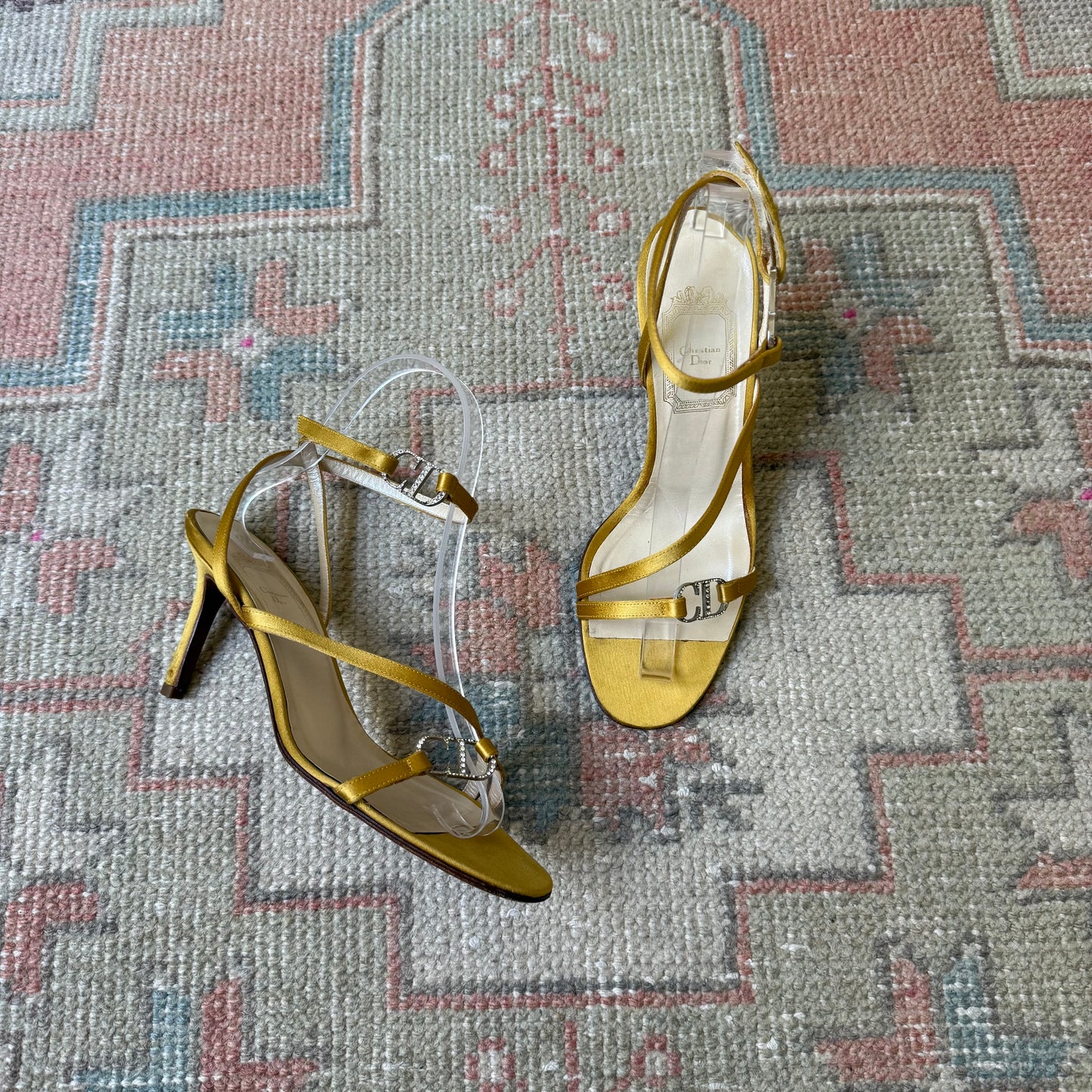 S/S2000 Galliano Dior Yellow Silk Wrap Sandals - US 6.5