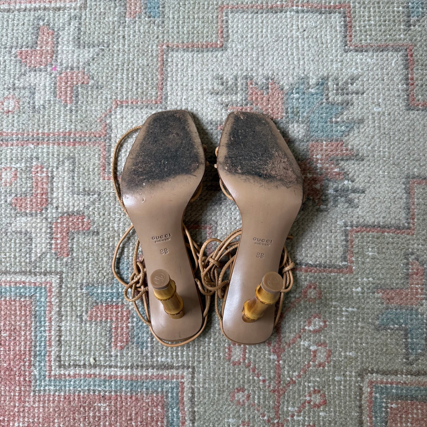 S/S2002 Tom Ford Gucci Leather Bamboo Sandals - US 8