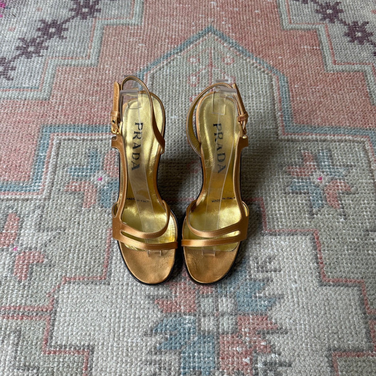 S/S1998 Prada Gold Lucite Wedges - US 7