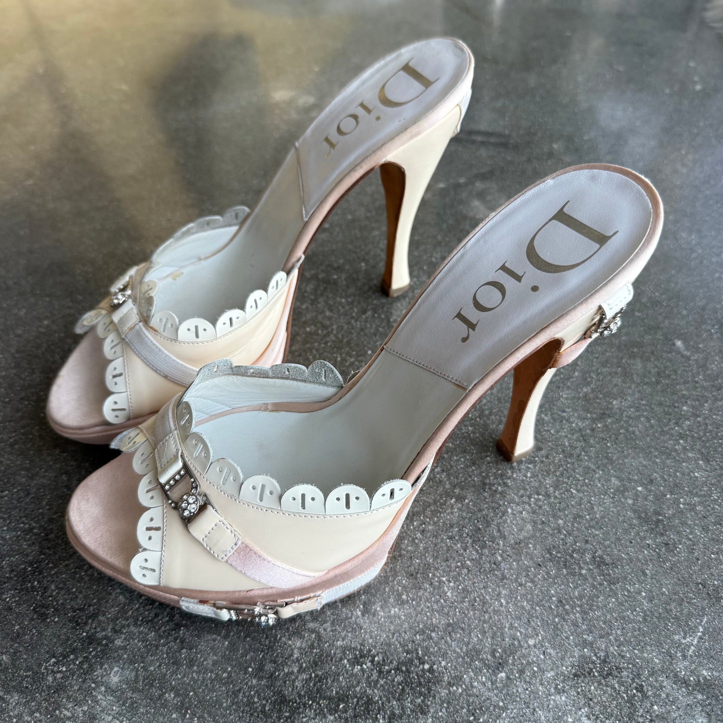 S/S2004 Galliano Dior Patent Leather Scallop Mules - US 9.5