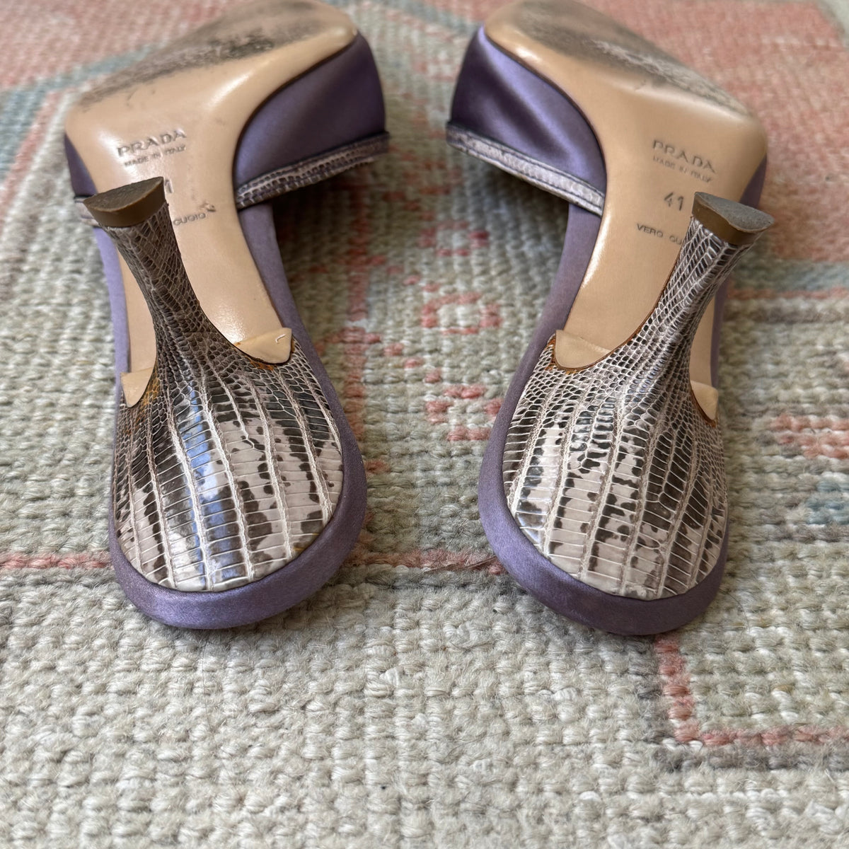 Y2K Prada Purple Silk Satin Floral Mules - US 10-10.5