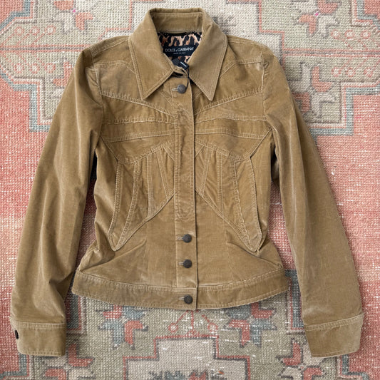 F/W2002 Dolce & Gabbana Butterfly Corduroy Skirt, Vest & Jacket Set