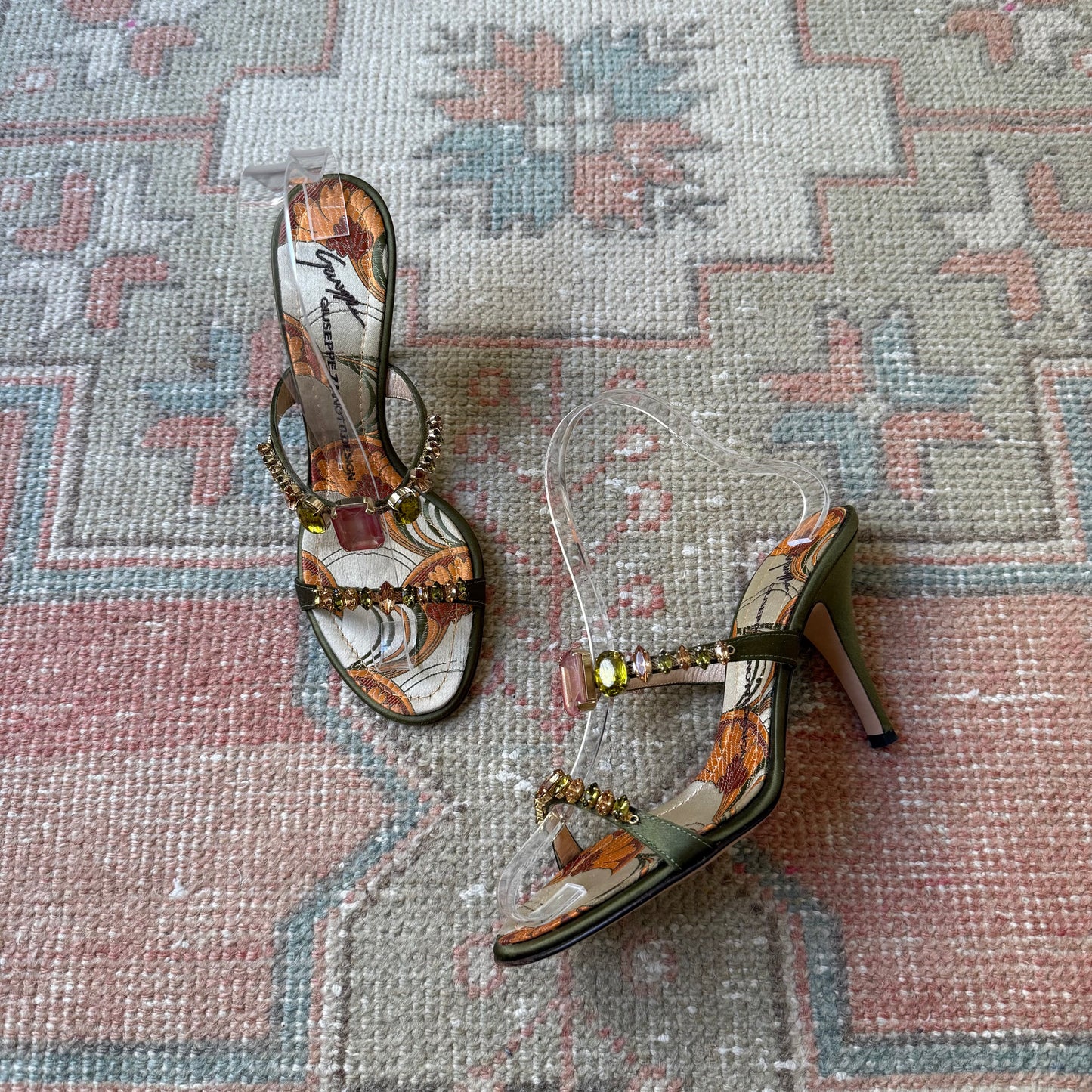 00s Giuseppe Zanotti Green Jeweled Sandals - US 6.5-7