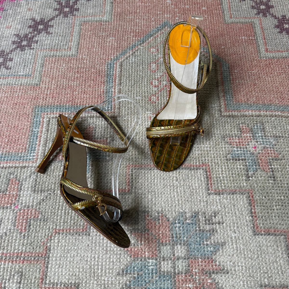 S/S2001 Galliano Dior Citrine Zipper Sandals - US 9-9.5