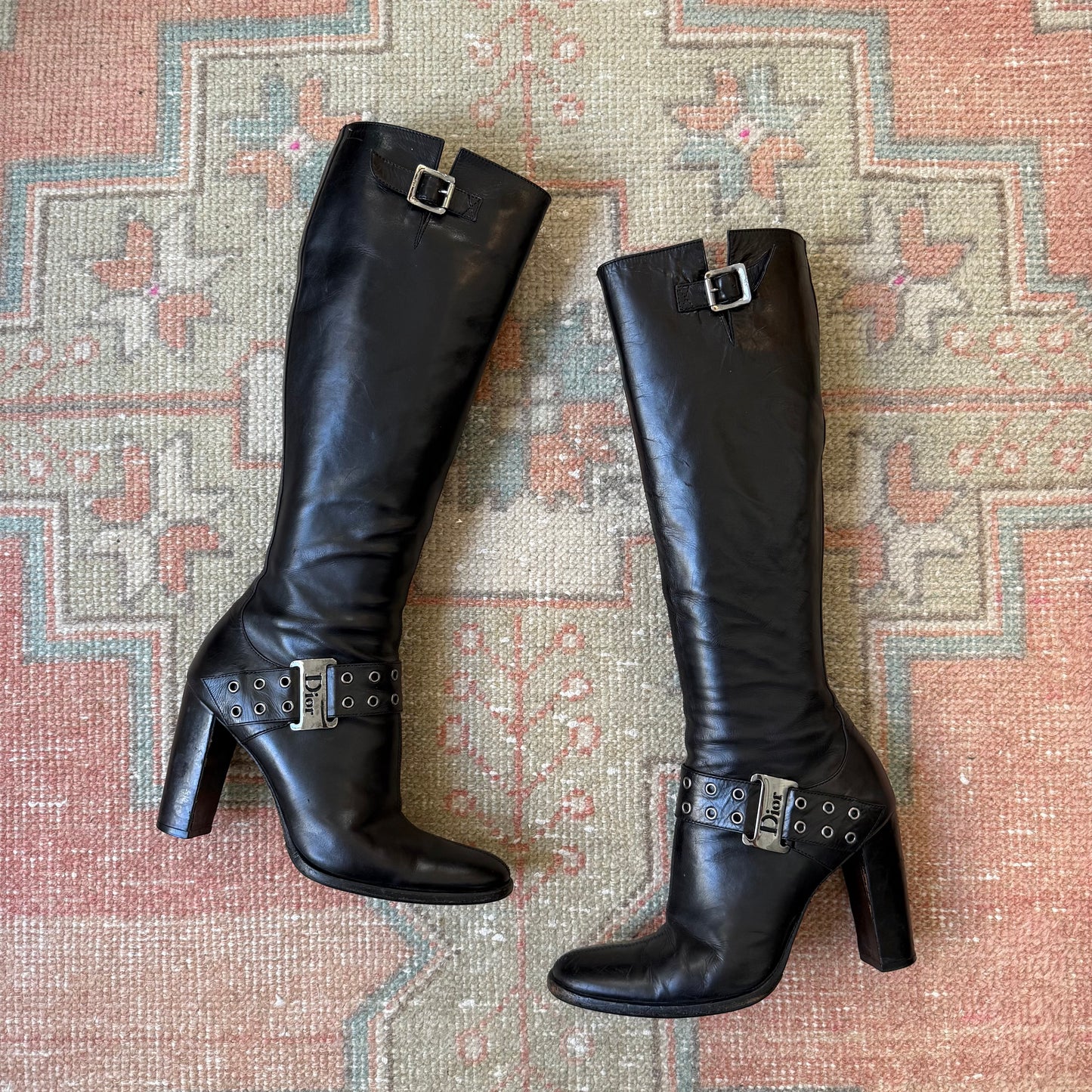 S/S2003 Galliano Dior Black Leather Boots - US 6