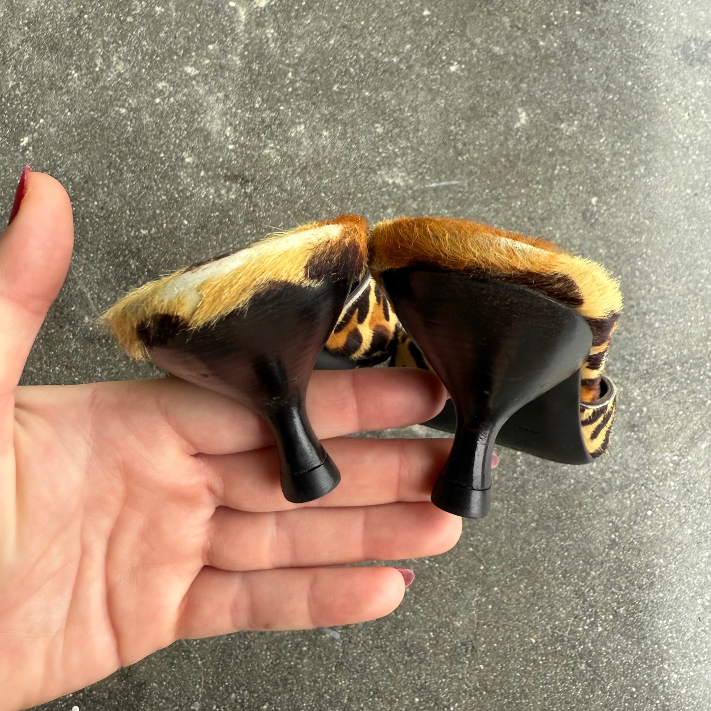 00s Prada Ponyhair Leopard Mules - US 7
