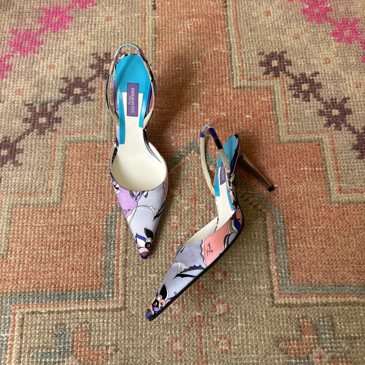 Y2K Emilio Pucci Silk Satin Slingbacks - US 6-6.5