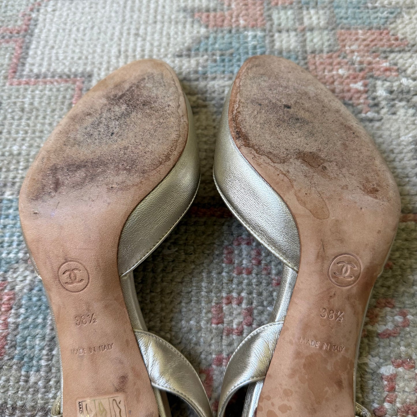 2003 Chanel Gold Ballet Slingback Pumps - US 8