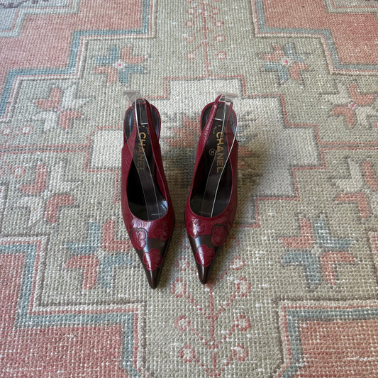F/W2001 Chanel Camellia Slingback Pumps - US 6