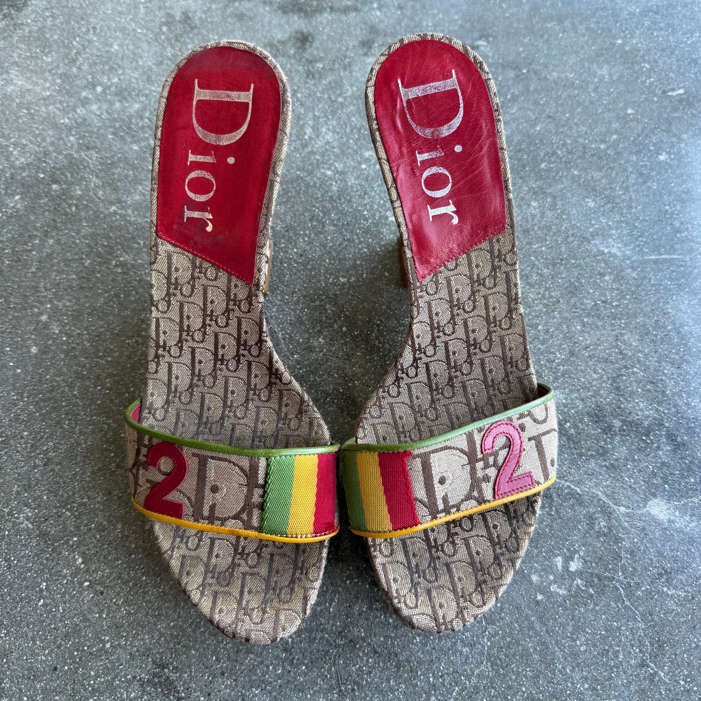 2004 John Galliano Christian Dior Rasta Wedges - US 7.5