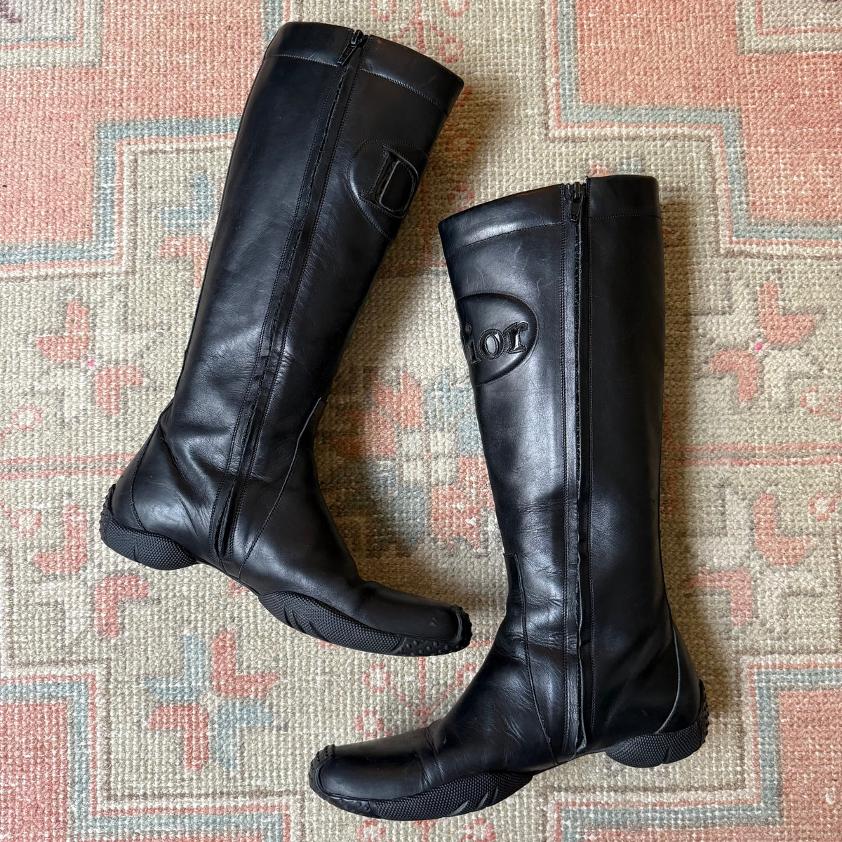 F/W2001 Galliano Dior Black Moto Boots - US 8